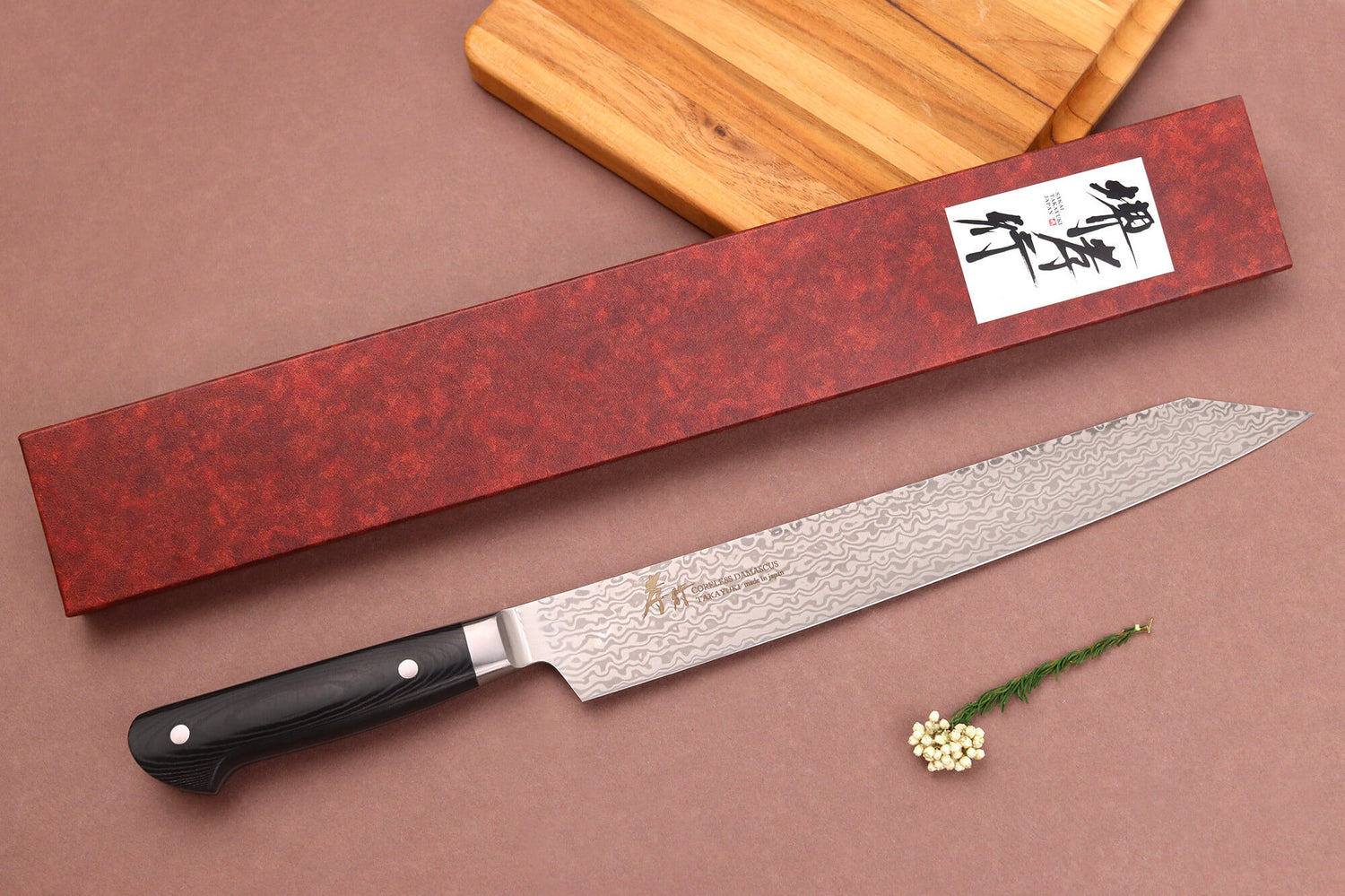 Couteau sujihiki kiritsuke 26cm japonais Sakai Takayuki Coreless Damascus