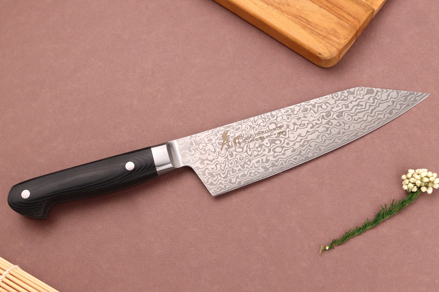 Couteau santoku kiritsuke 16cm japonais Sakai Takayuki Coreless Damascus