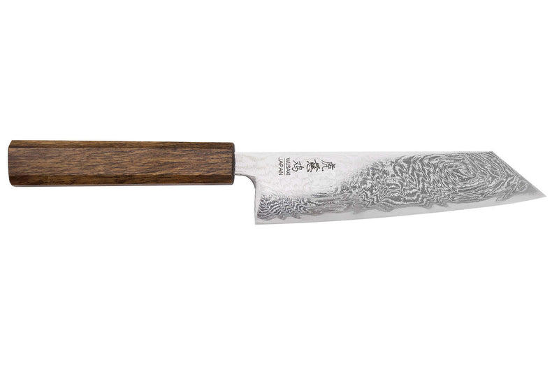 Couteau bunka japonais artisanal Wusaki Unagi AUS10 damas 17,5cm manche chêne