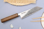 Couteau bunka japonais artisanal Wusaki Unagi AUS10 damas 17,5cm manche chêne