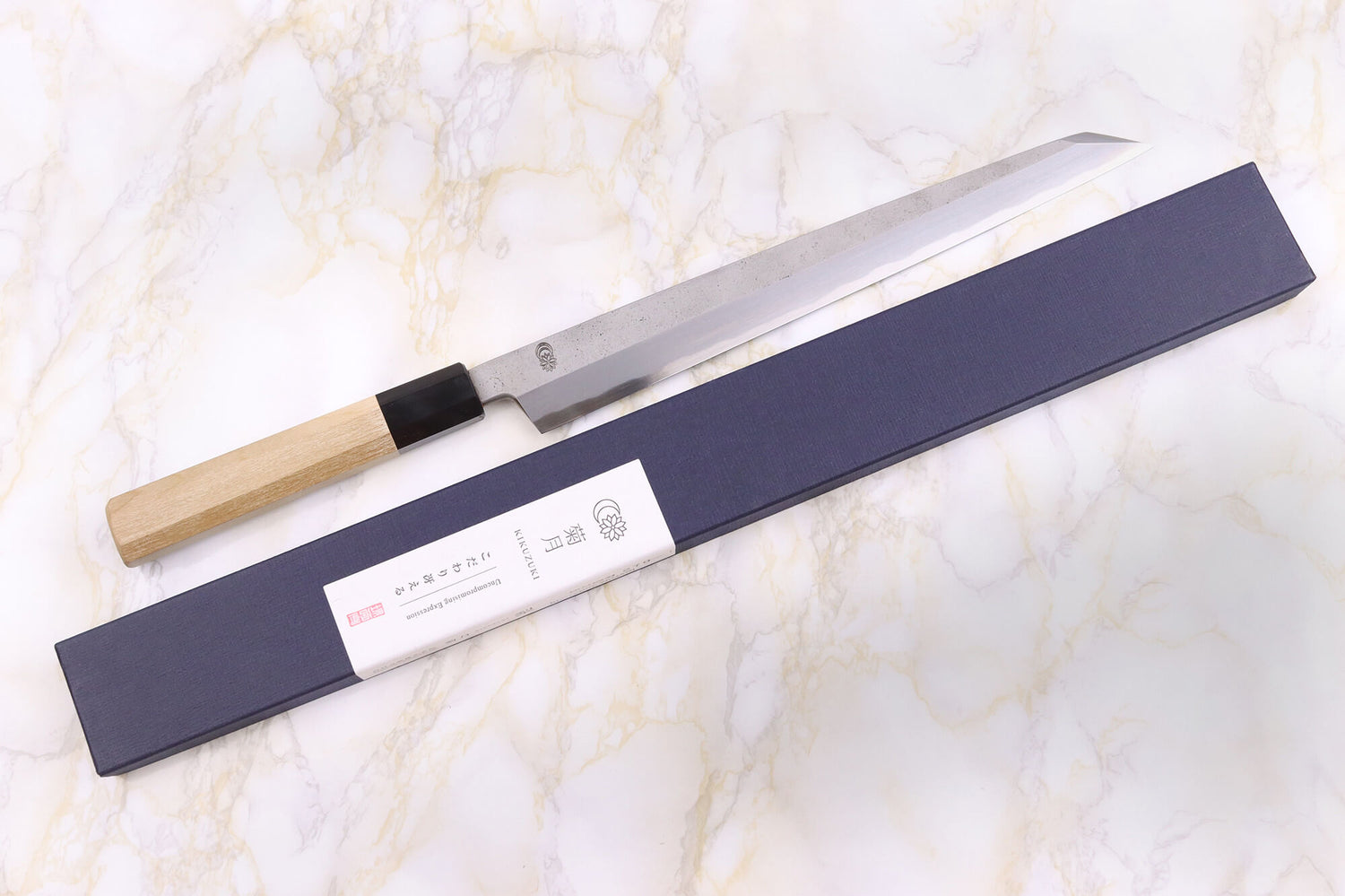Couteau kiritsuke yanagiba 27cm japonais artisanal Sakai Kikumori Kikuzuki Rin