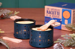 Service à raclette à la bougie Cookut Lumi services poelons et spatules pour 2 personnes - Bleu