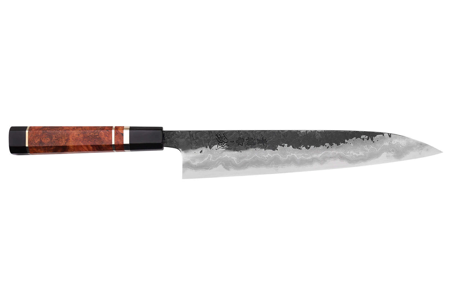 Couteau sujihiki 24cm japonais artisanal Kisuke Manaka Enn en cognassier avec 3 anneaux