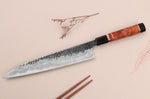 Couteau sujihiki 24cm japonais artisanal Kisuke Manaka Enn en cognassier avec 3 anneaux