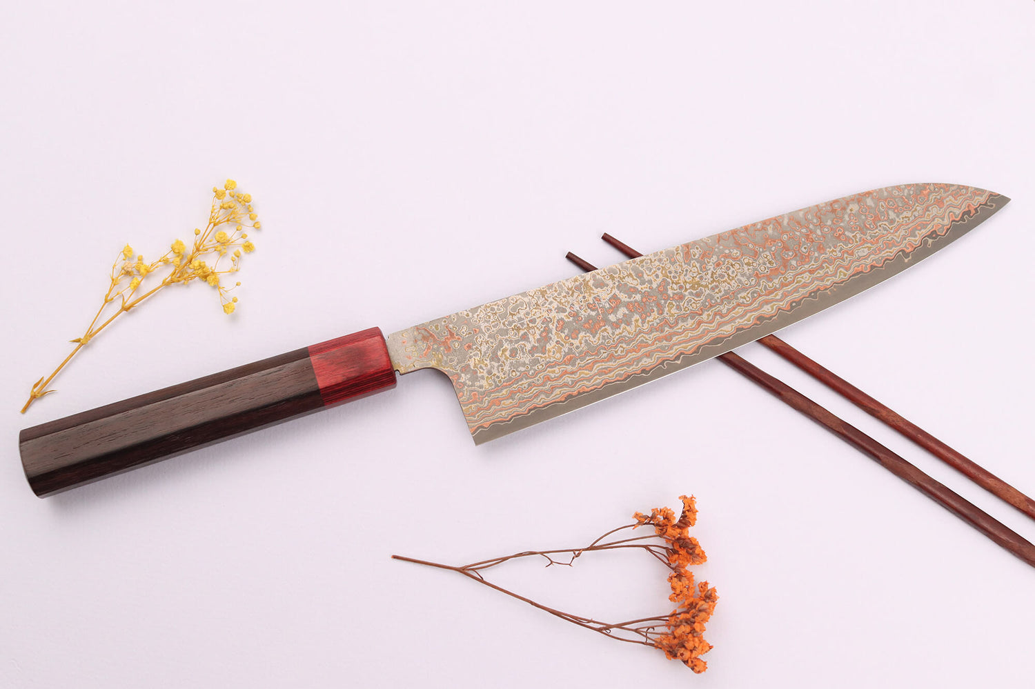 Couteau de chef 24cm japonais artisanal Takeshi Saji VG10 Rainbow Nashiji