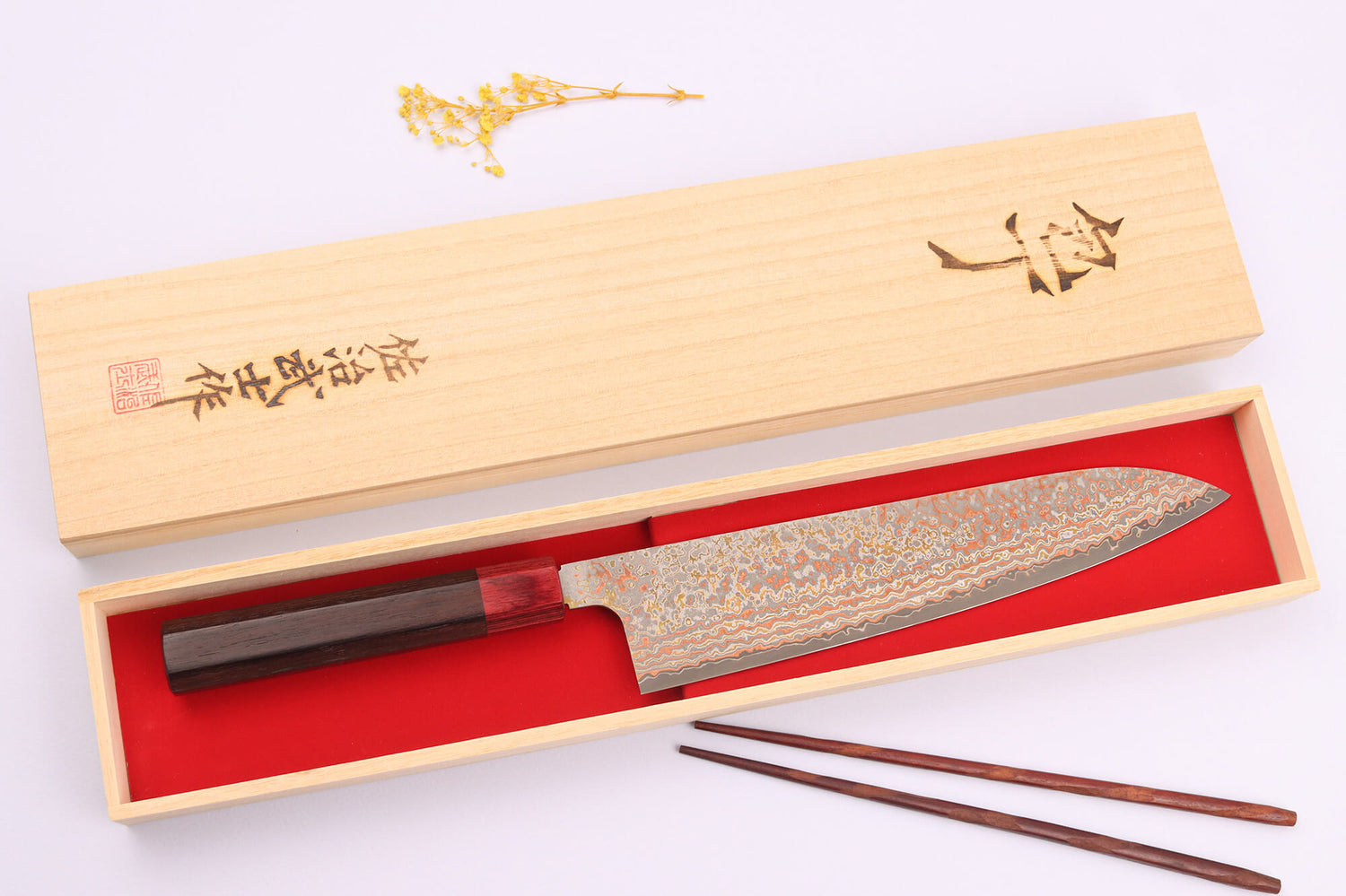 Couteau de chef 24cm japonais artisanal Takeshi Saji VG10 Rainbow Nashiji