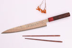 Couteau sujihiki 27cm japonais artisanal Takeshi Saji VG10 Rainbow Nashiji