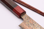 Couteau sujihiki 27cm japonais artisanal Takeshi Saji VG10 Rainbow Nashiji