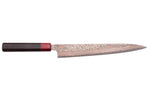 Couteau sujihiki 27cm japonais artisanal Takeshi Saji VG10 Rainbow Nashiji