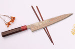 Couteau sujihiki 24cm japonais artisanal Takeshi Saji VG10 Rainbow Nashiji