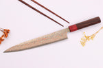 Couteau sujihiki 24cm japonais artisanal Takeshi Saji VG10 Rainbow Nashiji