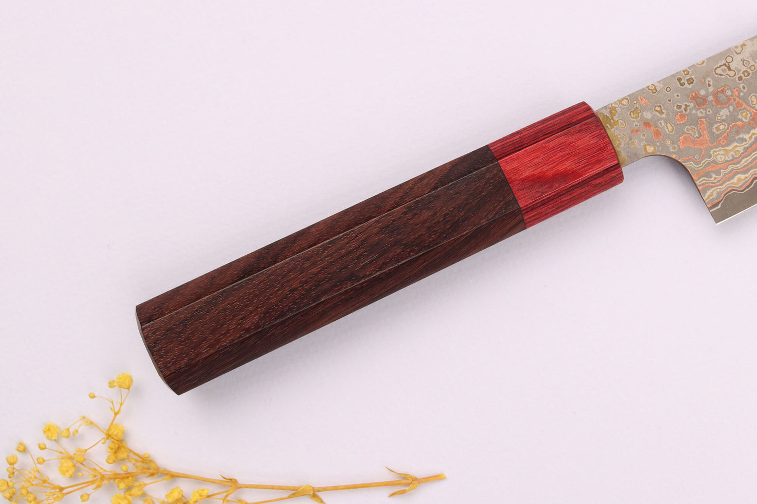 Couteau sujihiki 24cm japonais artisanal Takeshi Saji VG10 Rainbow Nashiji