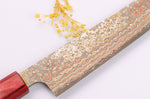 Couteau sujihiki 24cm japonais artisanal Takeshi Saji VG10 Rainbow Nashiji