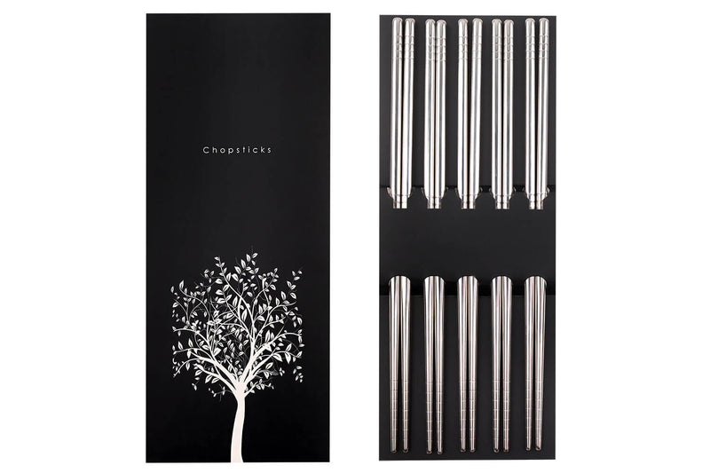 Set de 5 paires de baguettes chinoises Kutoyama en inox 24cm