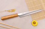 Couteau yanagiba 21cm artisanal japonais Tsunehisa AUS-8 manche en chêne