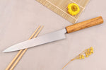 Couteau yanagiba 21cm artisanal japonais Tsunehisa AUS-8 manche en chêne