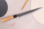 Couteau sujihiki 24cm japonais artisanal Hinoura Mutsumi Ajikataya Black Nashiji