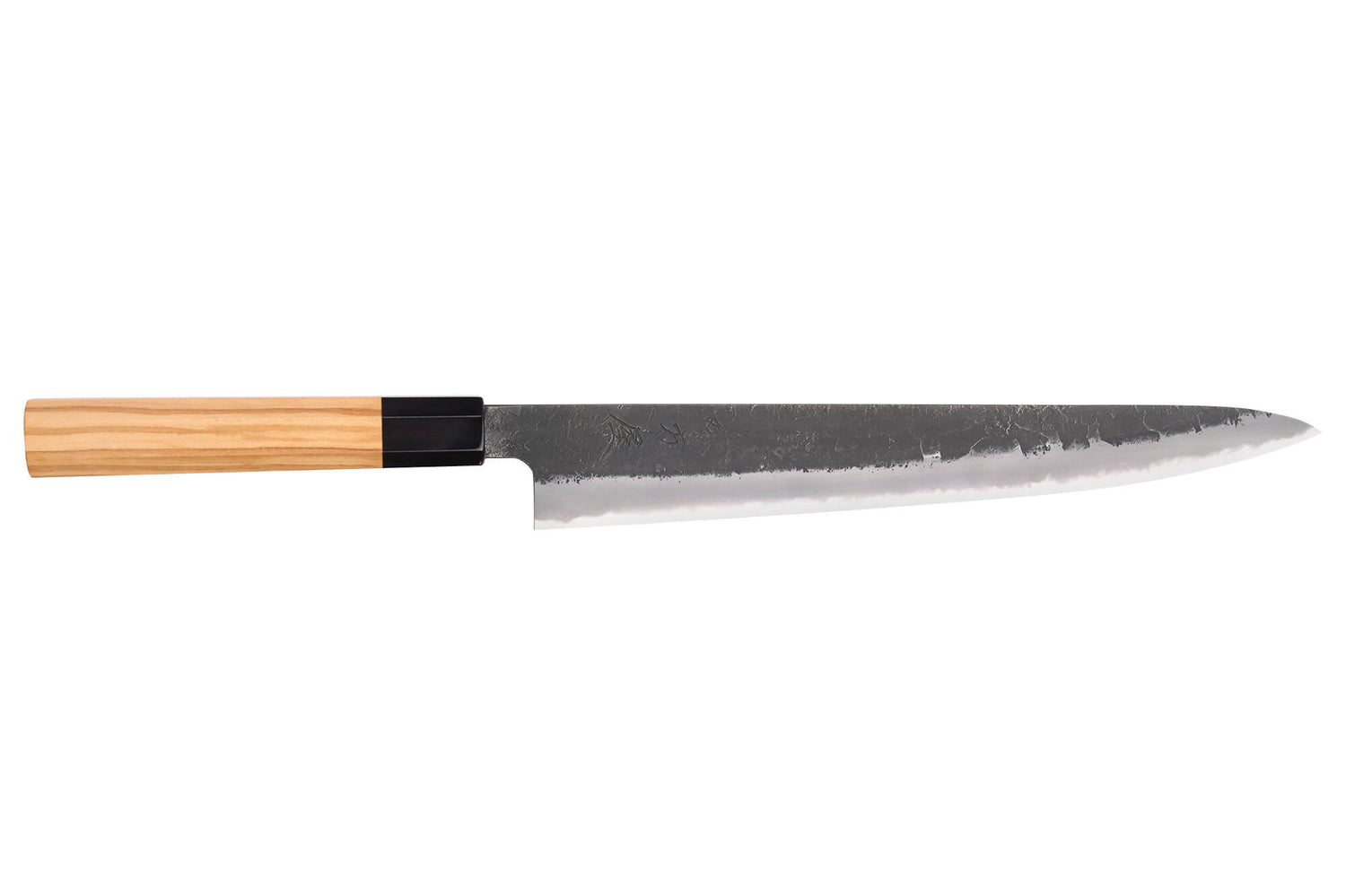 Couteau sujihiki 27cm japonais artisanal Hinoura Mutsumi Ajikataya Black Nashiji