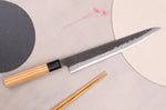 Couteau sujihiki 27cm japonais artisanal Hinoura Mutsumi Ajikataya Black Nashiji