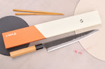 Couteau sujihiki 27cm japonais artisanal Hinoura Mutsumi Ajikataya Black Nashiji