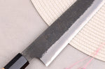 Couteau sujihiki 27cm japonais artisanal Hinoura Mutsumi Ajikataya Black Nashiji