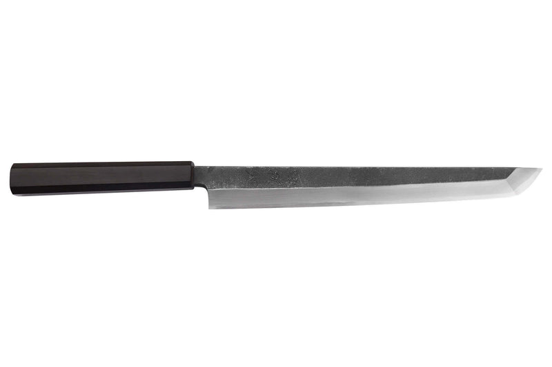 Couteau sakimaru 27cm japonais artisanal Hatsukokoro Shirasagi manche en ébène