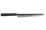 Couteau sakimaru 27cm japonais artisanal Hatsukokoro Shirasagi manche en ébène