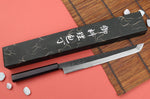 Couteau sakimaru 27cm japonais artisanal Hatsukokoro Shirasagi manche en ébène