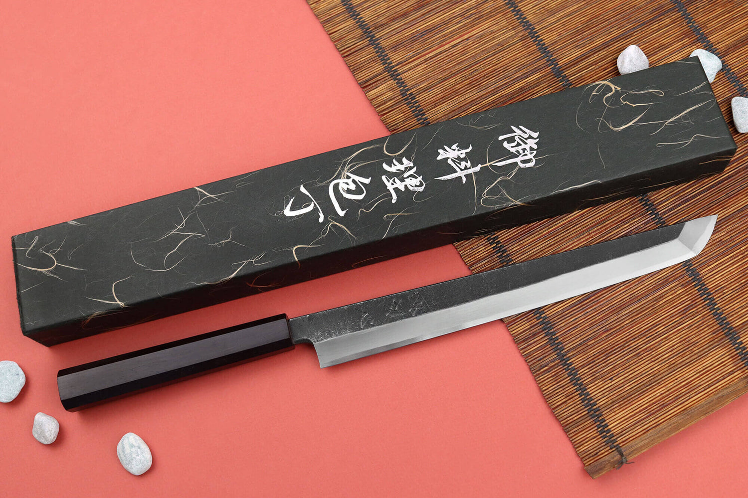Couteau sakimaru 27cm japonais artisanal Hatsukokoro Shirasagi manche en ébène