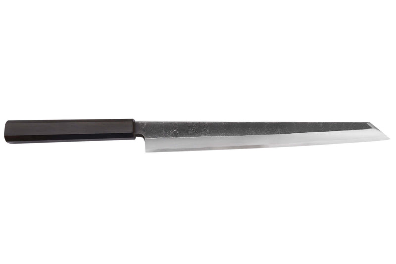 Couteau yanagiba kiritsuke 27cm japonais artisanal Hatsukokoro Shirasagi manche en ébène