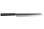 Couteau yanagiba kiritsuke 27cm japonais artisanal Hatsukokoro Shirasagi manche en ébène