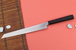 Couteau yanagiba kiritsuke 27cm japonais artisanal Hatsukokoro Shirasagi manche en ébène