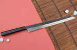 Couteau yanagiba kiritsuke 30cm japonais artisanal Hatsukokoro Shirasagi manche en ébène