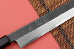Couteau yanagiba kiritsuke 30cm japonais artisanal Hatsukokoro Shirasagi manche en ébène
