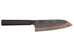 Couteau santoku 18cm japonais artisanal Hatsukokoro Yorokobi Kurouchi Damas