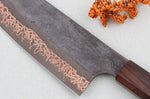 Couteau santoku 18cm japonais artisanal Hatsukokoro Yorokobi Kurouchi Damas