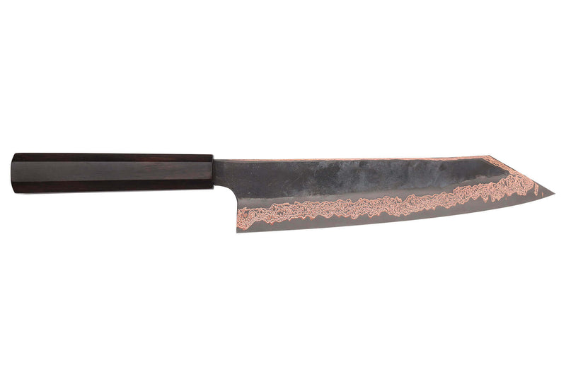 Couteau kiritsuke 24cm japonais artisanal Hatsukokoro Yorokobi Kurouchi Damas