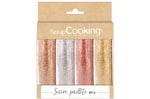 Set Scrapcooking 4 Sucres Pailletés Mix or, or rose, argent, rubis - 76g