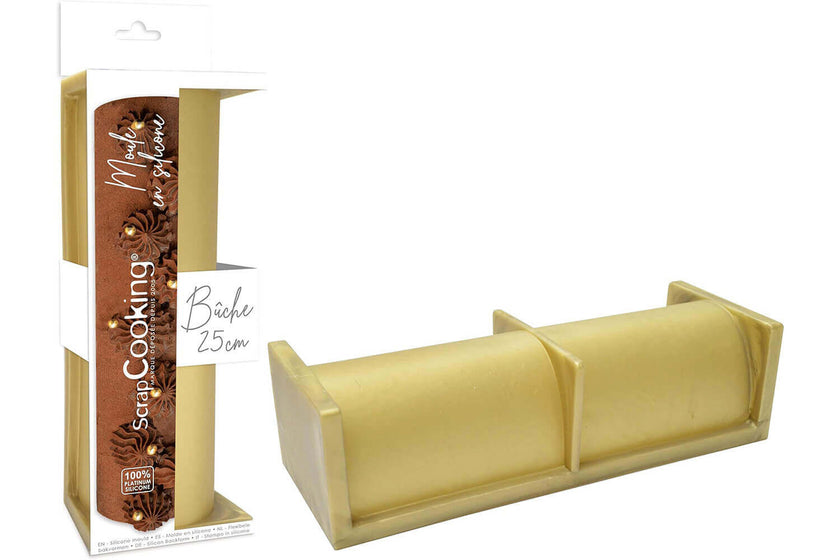 Moule à bûche Scrapcooking en silicone doré de 25 cm