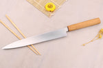 Couteau yanagiba 27cm artisanal japonais Tsunehisa AUS-8 manche en chêne