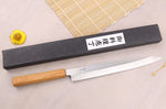 Couteau yanagiba 27cm artisanal japonais Tsunehisa AUS-8 manche en chêne