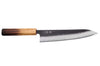 Couteau de chef 21cm japonais artisanal Yuzo Black AS chêne brûlé