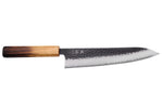 Couteau de chef 21cm japonais artisanal Yuzo Black AS chêne brûlé