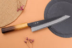 Couteau de chef 21cm japonais artisanal Yuzo Black AS chêne brûlé