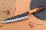 Couteau de chef 21cm japonais artisanal Yuzo Black AS chêne brûlé