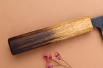 Couteau de chef 21cm japonais artisanal Yuzo Black AS chêne brûlé