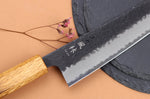 Couteau de chef 21cm japonais artisanal Yuzo Black AS chêne brûlé