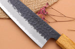 Couteau de chef 21cm japonais artisanal Yuzo Black AS chêne brûlé