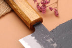 Couteau de chef 21cm japonais artisanal Yuzo Black AS chêne brûlé