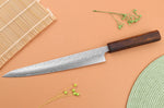 Couteau sujihiki 24cm japonais artisanal Yuzo Enju Damas 440C